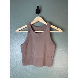 Alo Yoga Seamless Delight High Neck Bra/Tank Brown Size Large